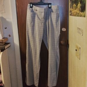 New York & Company Gray Windowpane Check Pants 10